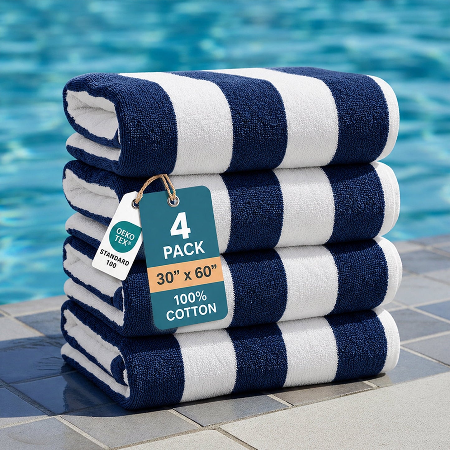 4-Piece Cabana Beach Towel Set cp-gallery: color=Blue; size=4 Piece Set
