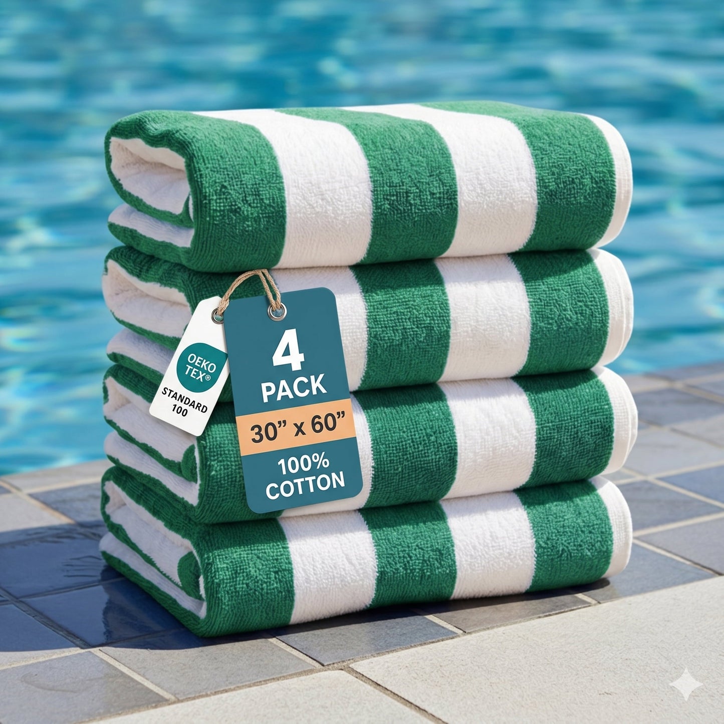 4-Piece Cabana Beach Towel Set cp-gallery: color=Green; size=4 Piece Set