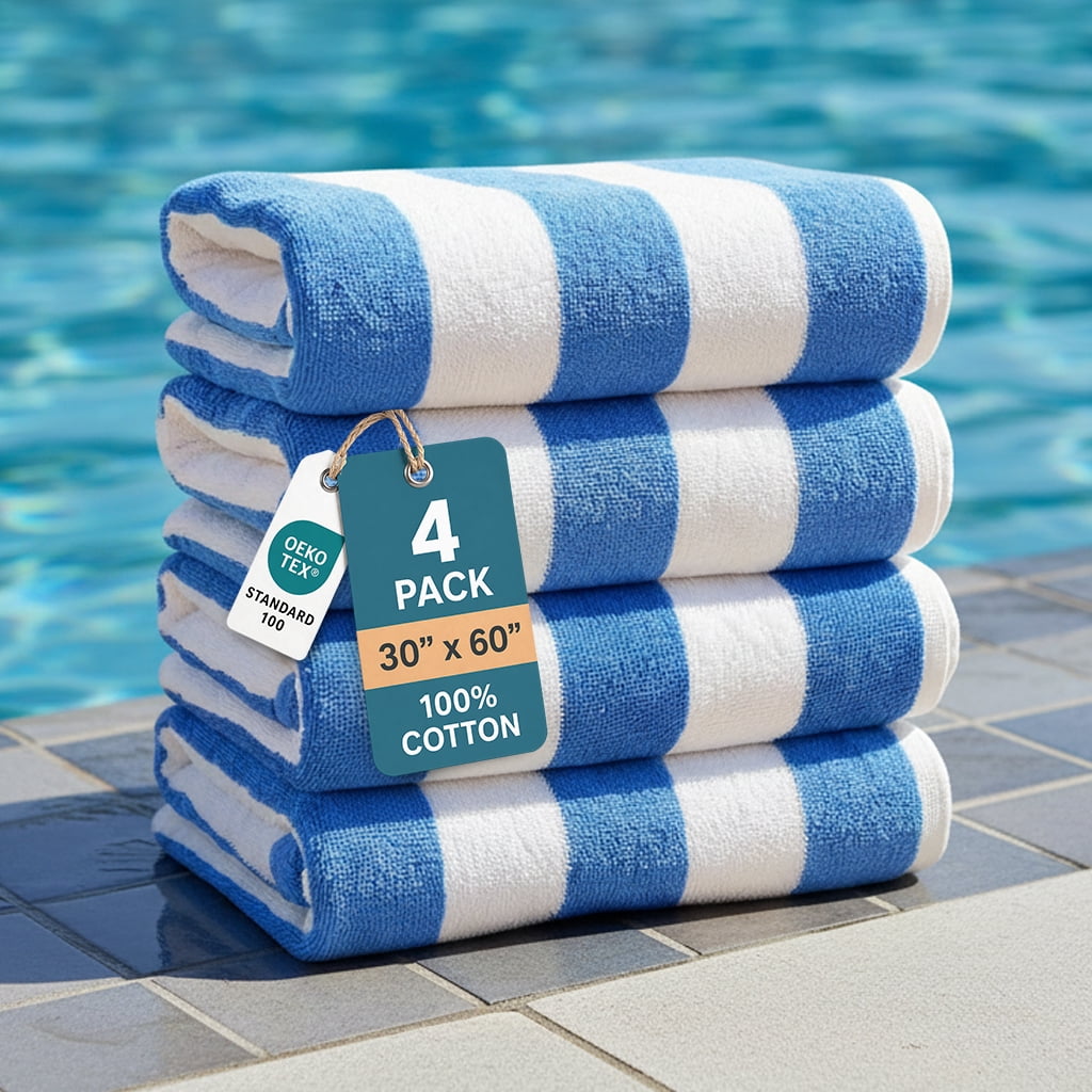 4-Piece Cabana Beach Towel Set cp-gallery: color=Light Blue; size=4 Piece Set