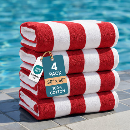 4-Piece Cabana Beach Towel Set cp-gallery: color=Red; size=4 Piece Set