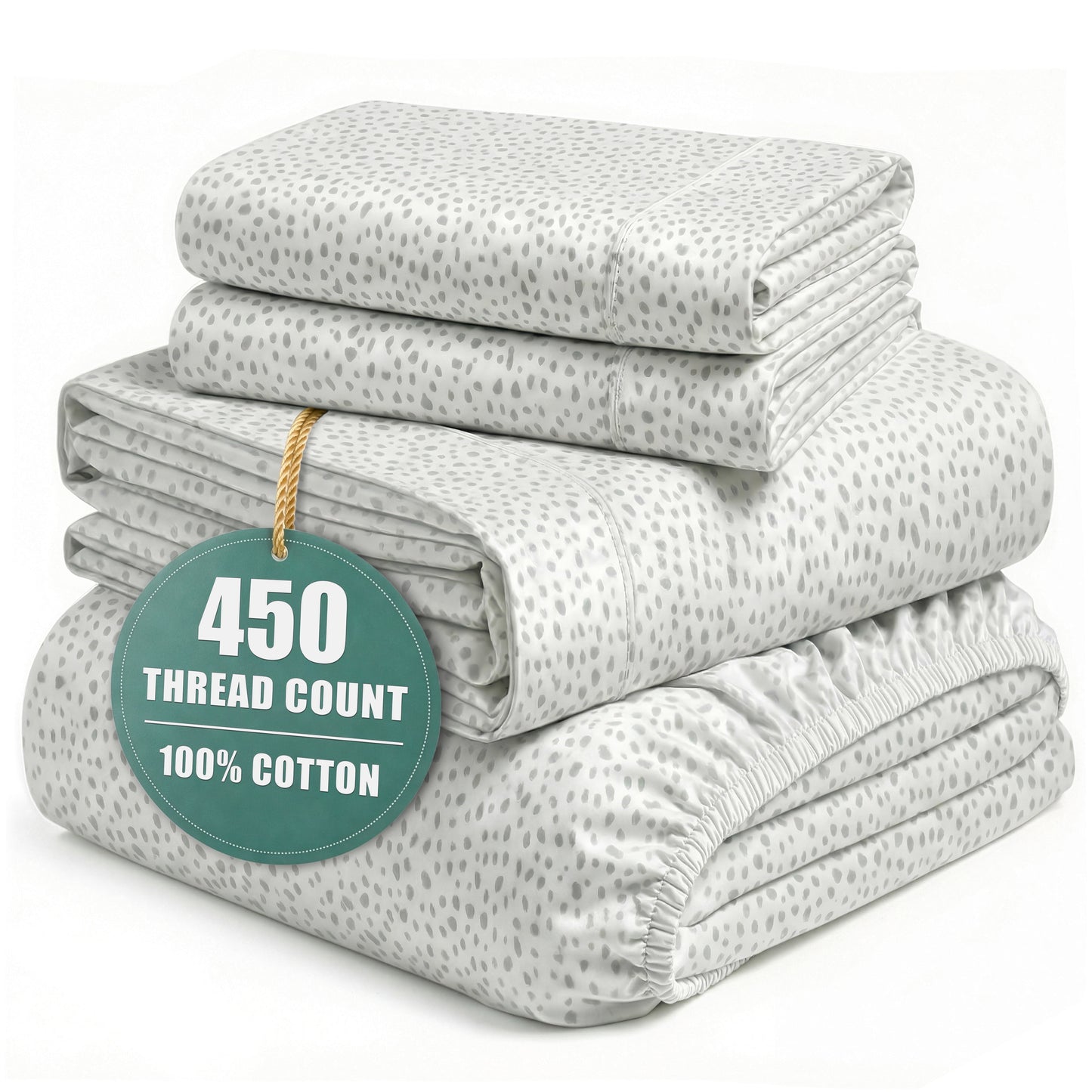 450 Thread Count Cotton Sheet Set cp-gallery: color=Misty Dot; size=California King