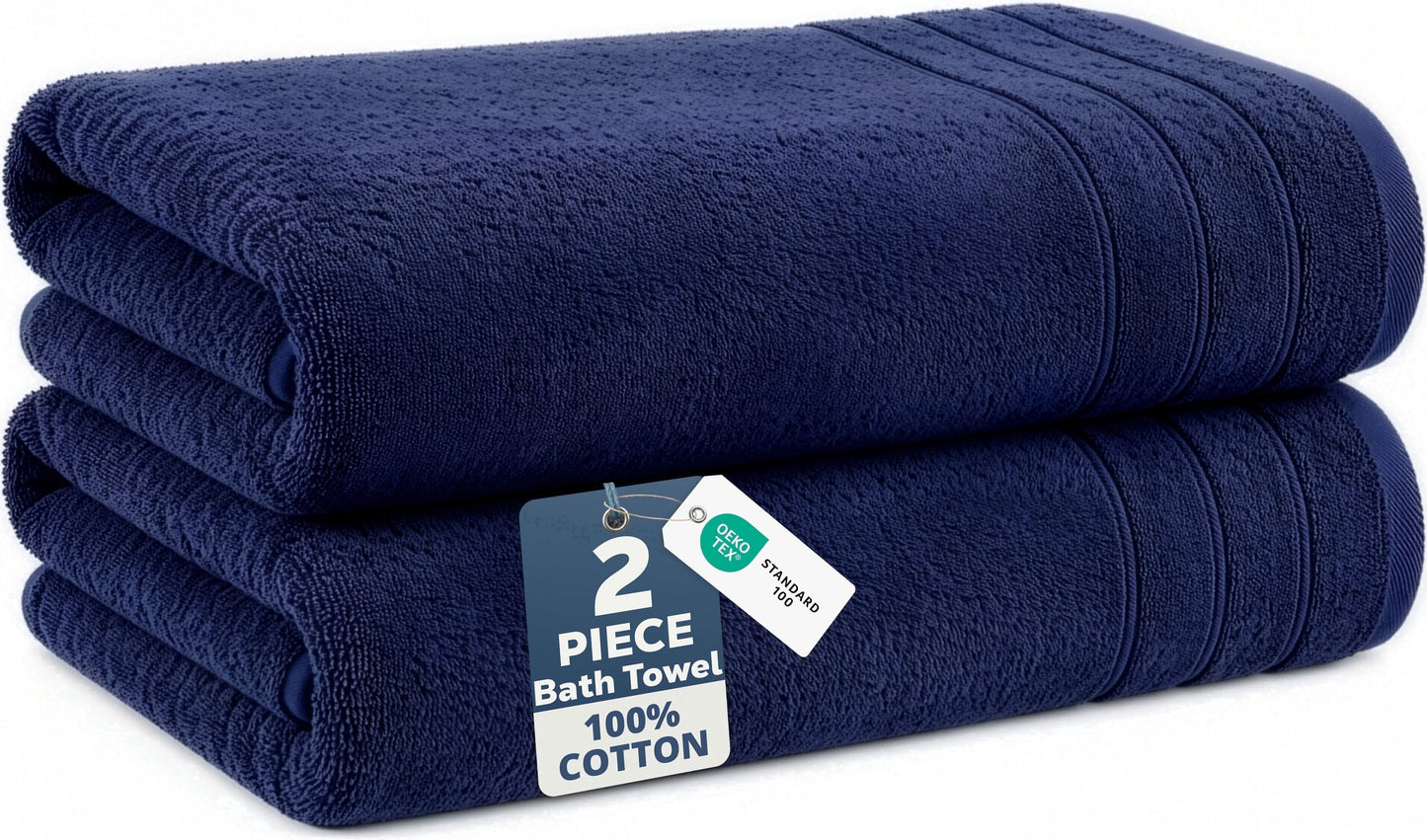 2-Piece Cotton Bath Towels Set cp-gallery: color=Navy; size=2 Piece Set