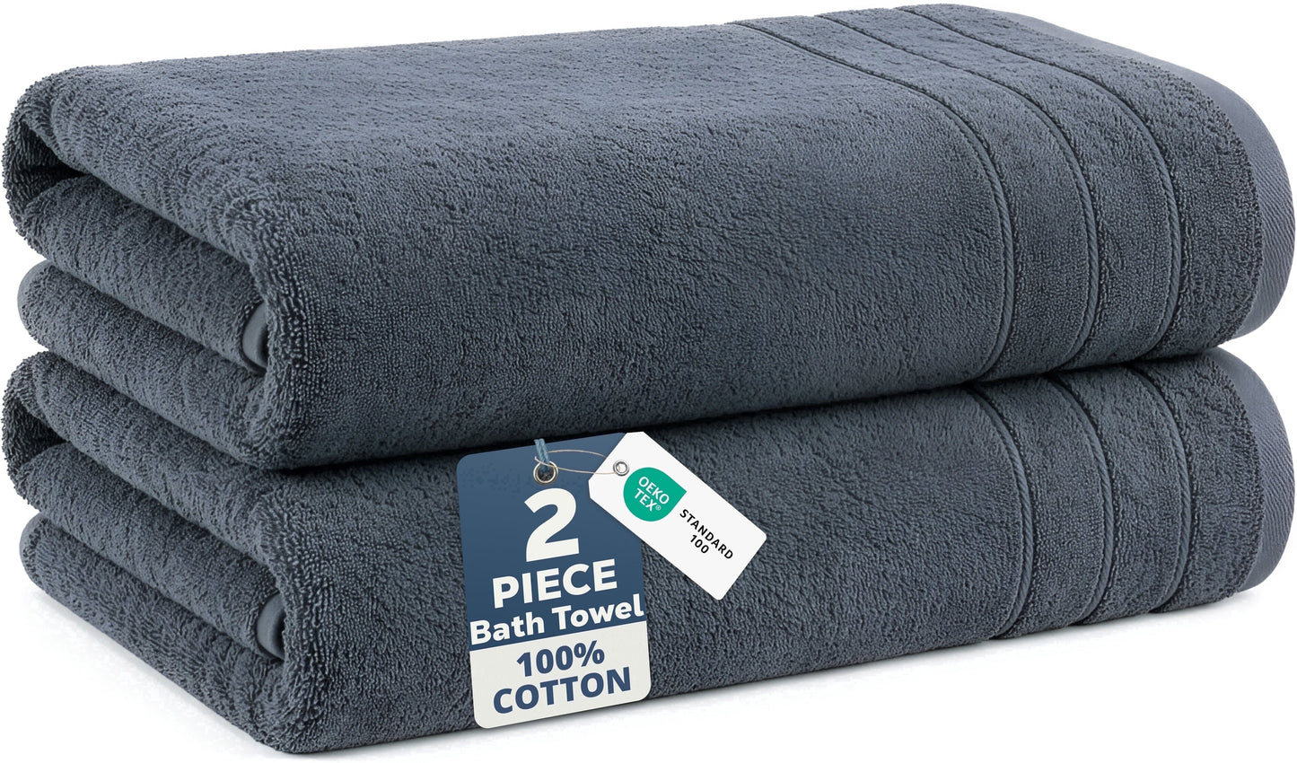 2-Piece Cotton Bath Towels Set cp-gallery: color=Cool Grey; size=2 Piece Set