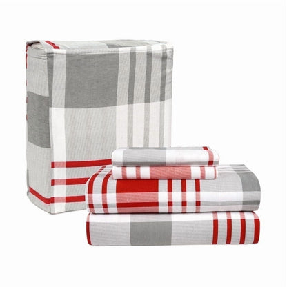 Flannel Sheet Set cp-gallery: color=Red Plaid; size=Full