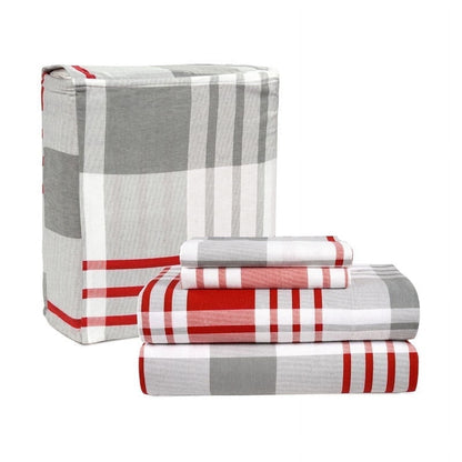 Flannel Sheet Set cp-gallery: color=Red Plaid; size=Queen
