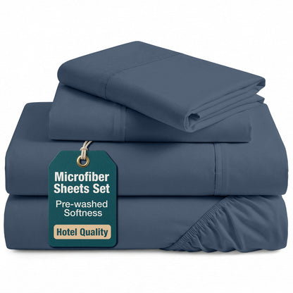 Washed Microfiber Sheet Set cp-gallery: color=Estate Blue; size=Full