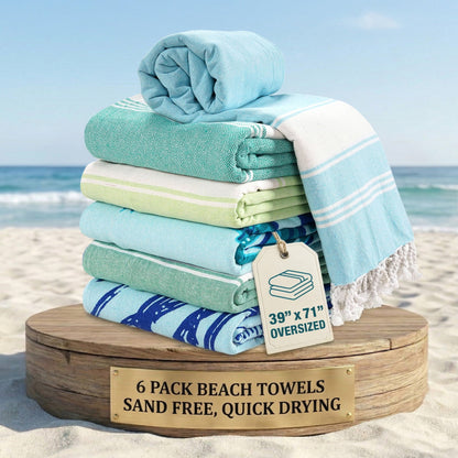 Cotton Hammam Beach Towels Multi-Pack cp-gallery: color=Tropica; size=6 Piece Set
