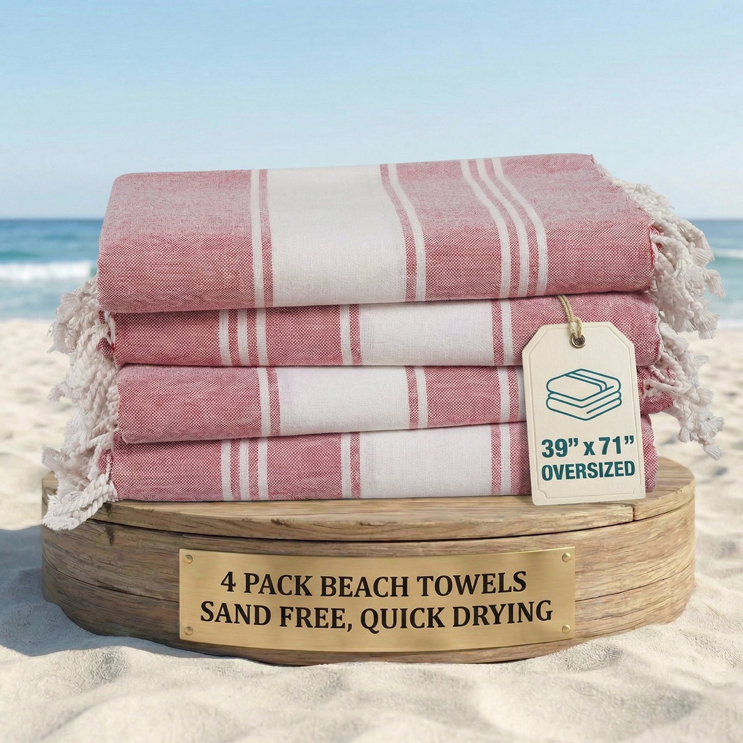 Cotton Hammam Beach Towels Multi-Pack cp-gallery: color=Cashmere Rose; size=4 Piece Set