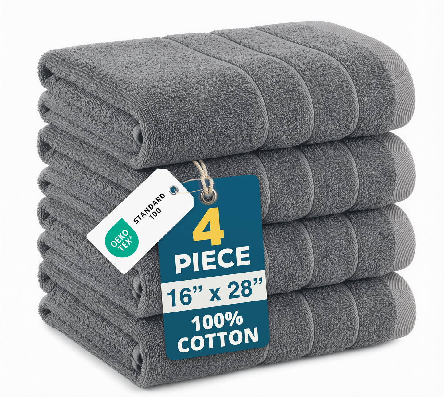 4-Piece Cotton Hand Towels Set cp-gallery: color=Grey; size=4 Piece Set