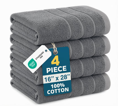 4-Piece Cotton Hand Towels Set cp-gallery: color=Grey; size=4 Piece Set