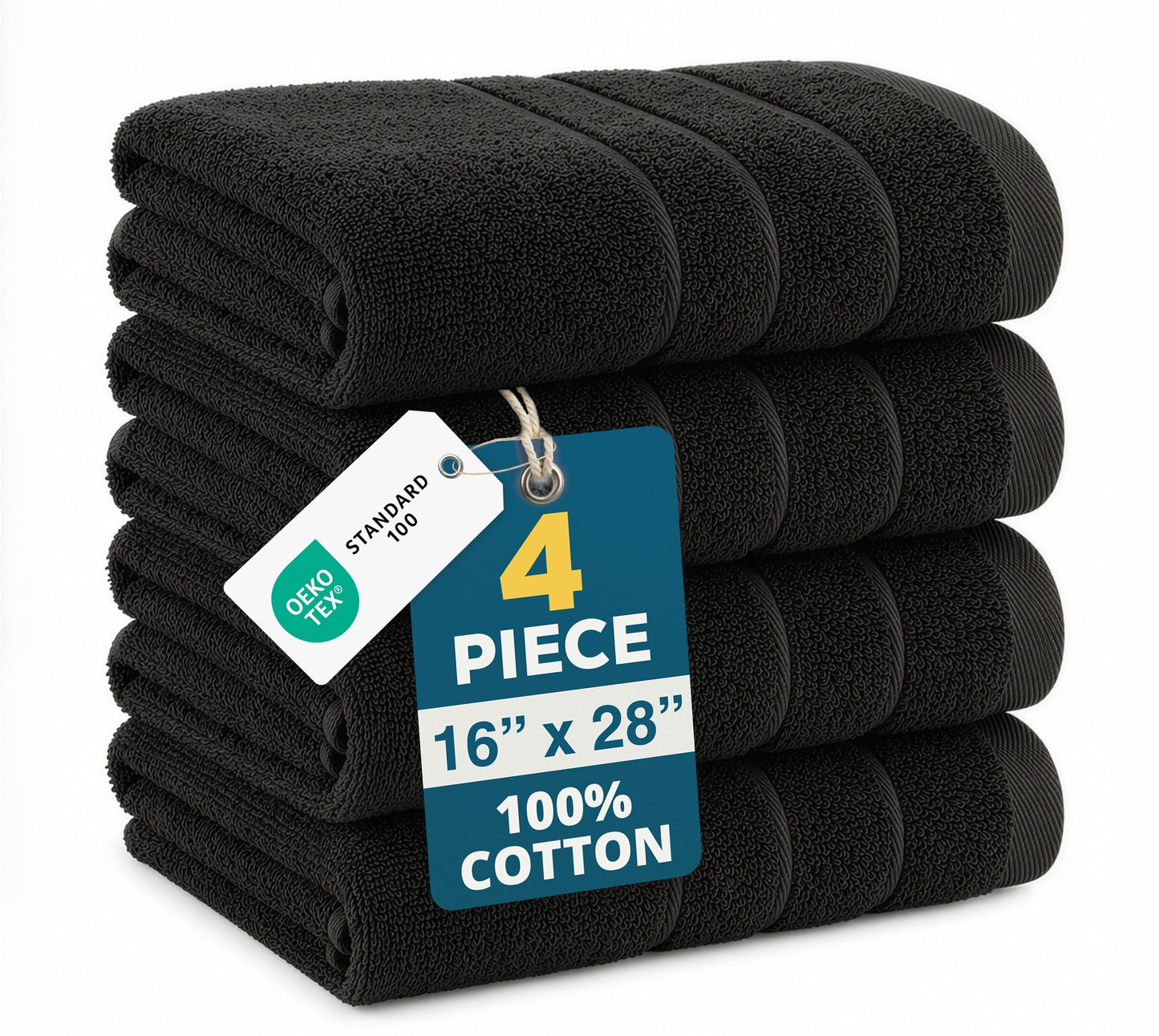 4-Piece Cotton Hand Towels Set cp-gallery: color=Black; size=4 Piece Set