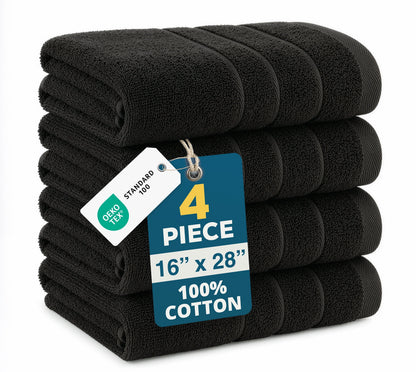 4-Piece Cotton Hand Towels Set cp-gallery: color=Black; size=4 Piece Set