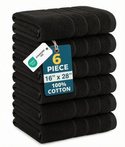 6-Piece Cotton Hand Towels Set cp-gallery: color=Black; size=6 Piece Set