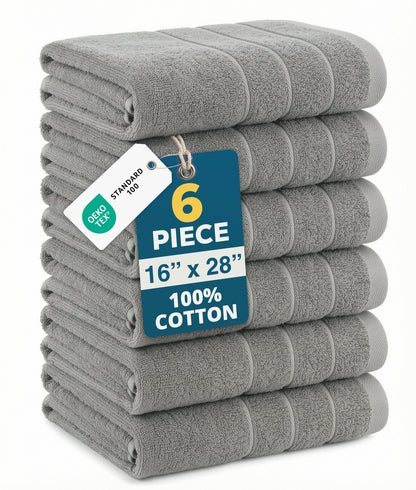 6-Piece Cotton Hand Towels Set cp-gallery: color=Grey; size=6 Piece Set