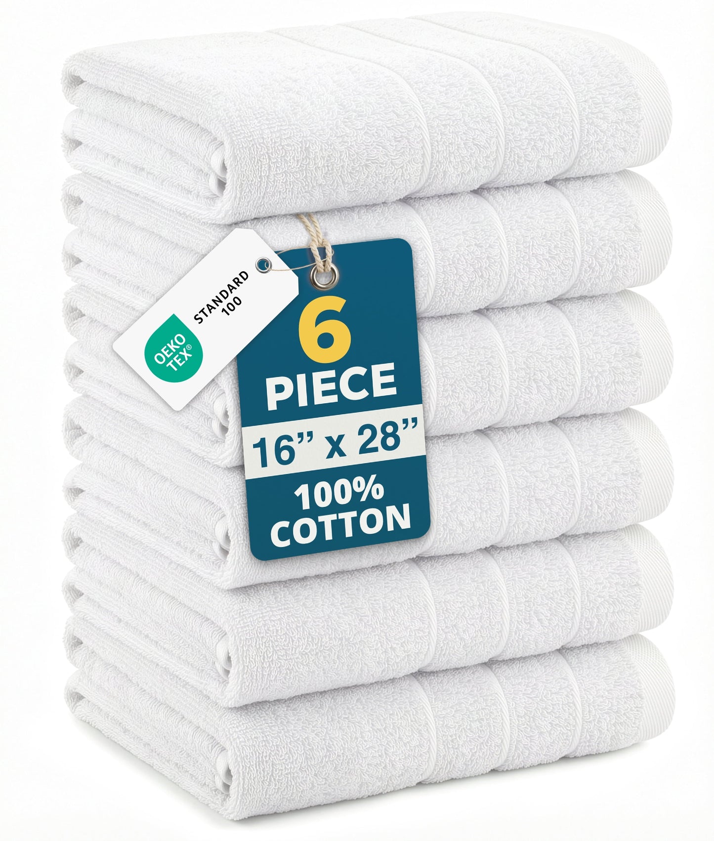 6-Piece Cotton Hand Towels Set cp-gallery: color=White; size=6 Piece Set