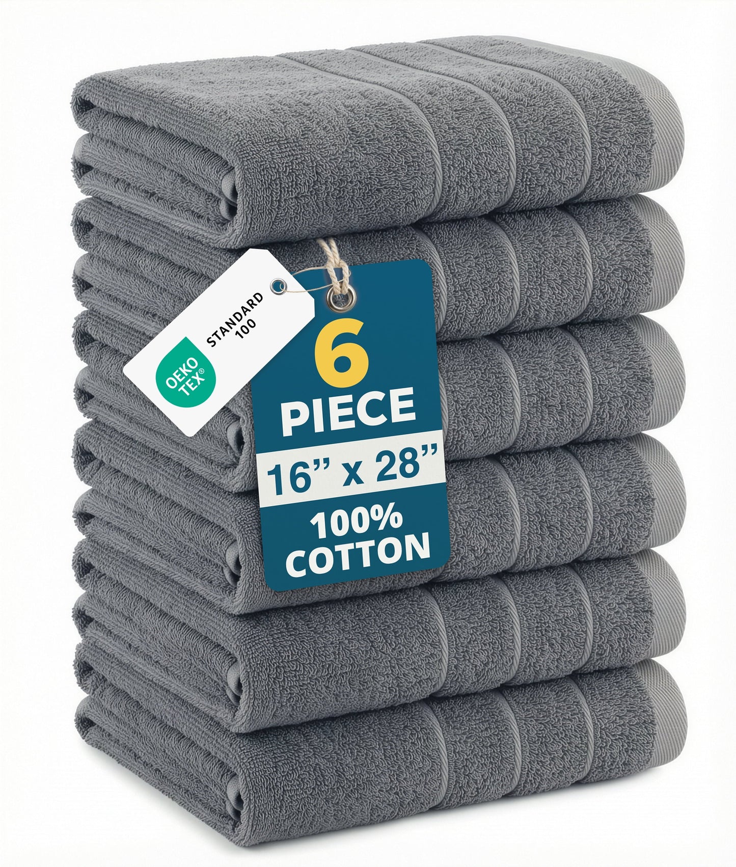 6-Piece Cotton Hand Towels Set cp-gallery: color=Cool Grey; size=6 Piece Set