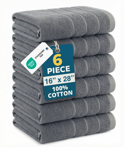 6-Piece Cotton Hand Towels Set cp-gallery: color=Cool Grey; size=6 Piece Set