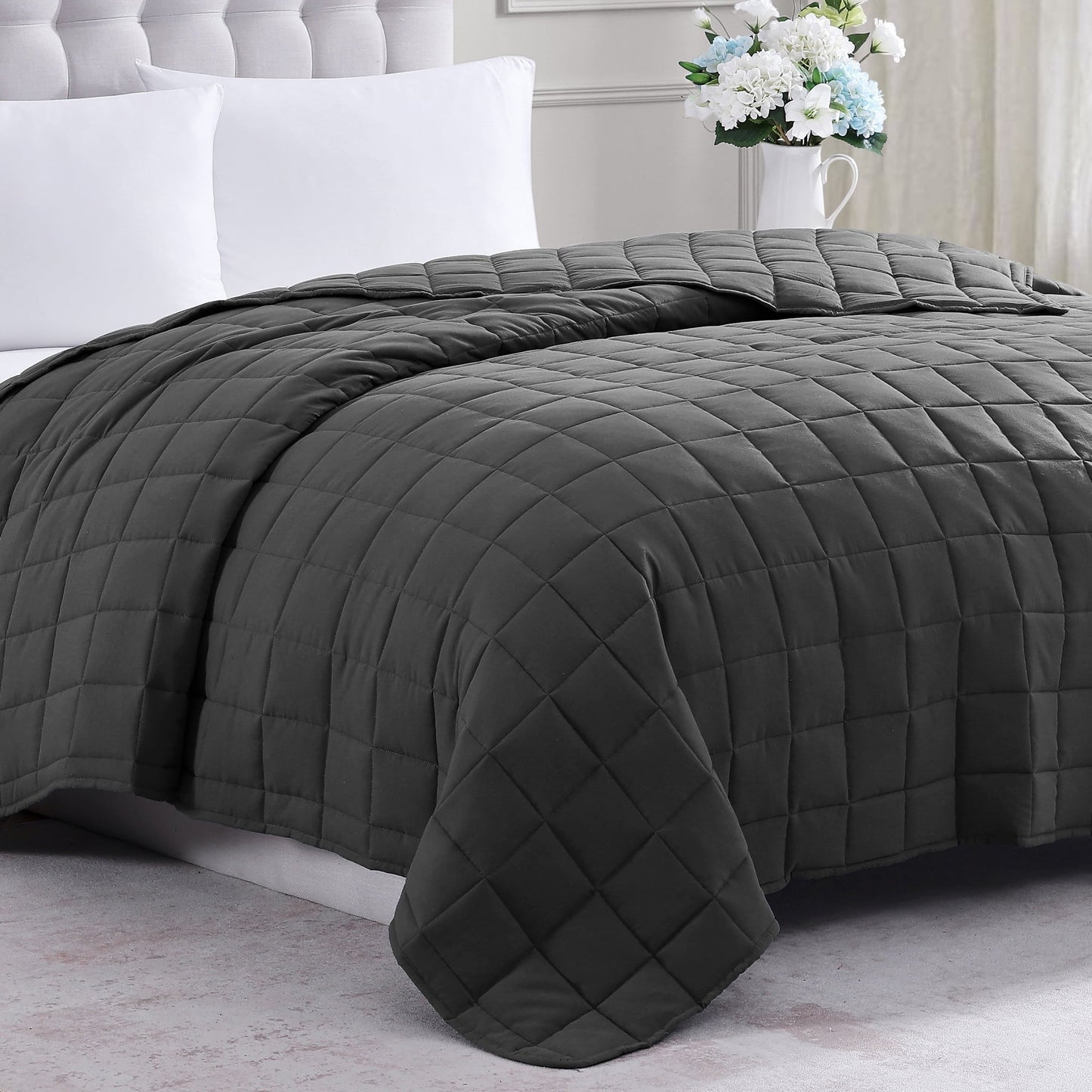 Quilted Bed Blanket cp-gallery: color=Charcoal; size=King