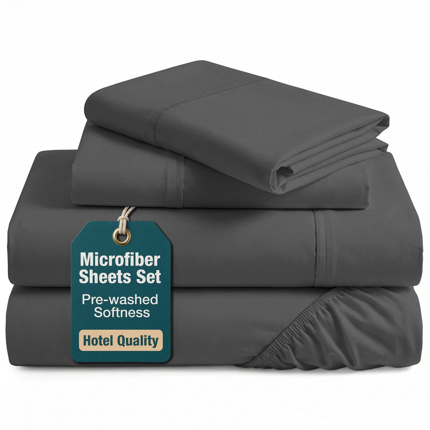 Washed Microfiber Sheet Set cp-gallery: color=Charcoal; size=King