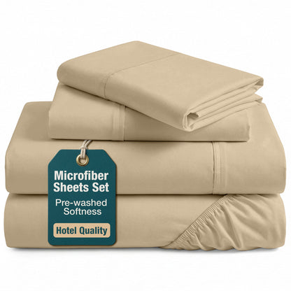 Washed Microfiber Sheet Set cp-gallery: color=Linen; size=King