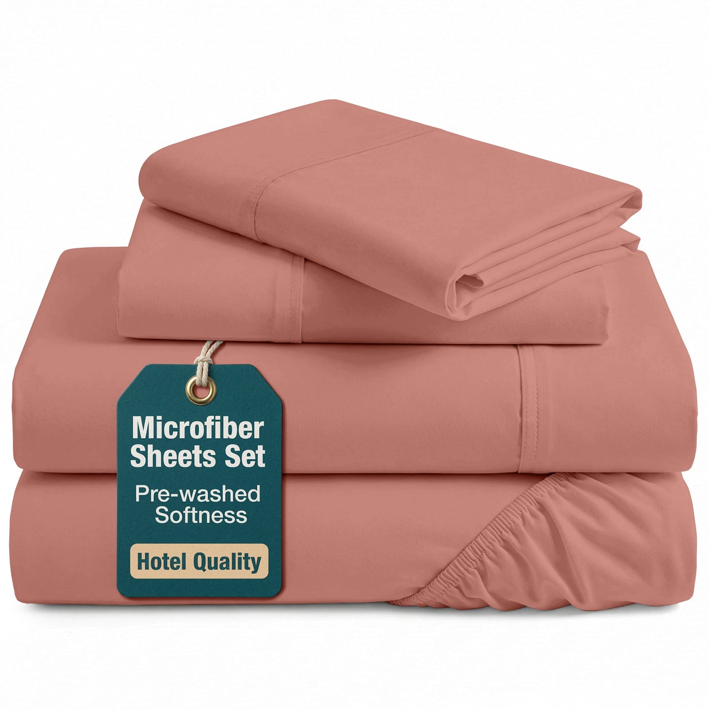Washed Microfiber Sheet Set cp-gallery: color=Rose Dawn; size=King
