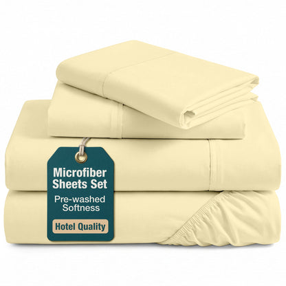 Washed Microfiber Sheet Set cp-gallery: color=Vanilla; size=King