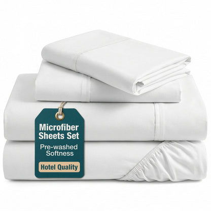 Washed Microfiber Sheet Set cp-gallery: color=White; size=King