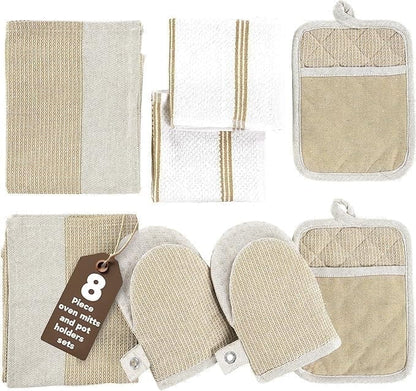 Kitchen Set - Oven Mitts, Pot Holders & Towels cp-gallery: color=Beige; size=8 Piece Set