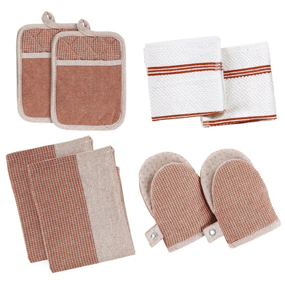 Kitchen Set - Oven Mitts, Pot Holders & Towels cp-gallery: color=Canyon Rose; size=8 Piece Set