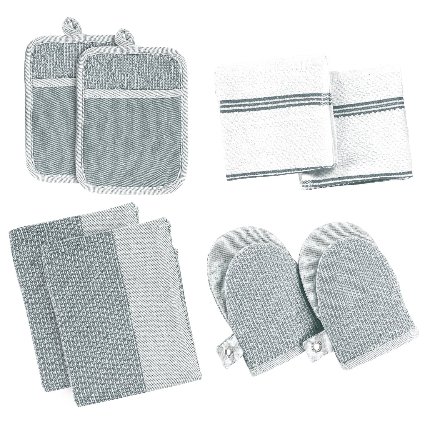 Kitchen Set - Oven Mitts, Pot Holders & Towels cp-gallery: color=Grey; size=8 Piece Set