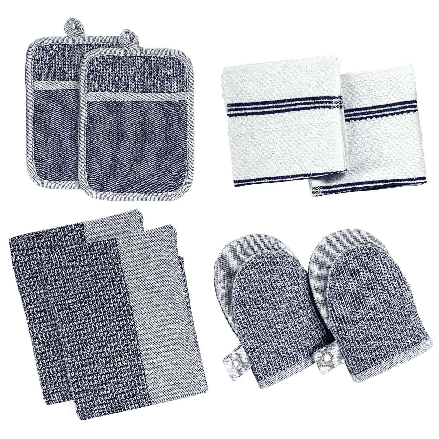 Kitchen Set - Oven Mitts, Pot Holders & Towels cp-gallery: color=Indigo; size=8 Piece Set