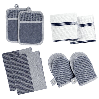 Kitchen Set - Oven Mitts, Pot Holders & Towels cp-gallery: color=Indigo; size=8 Piece Set