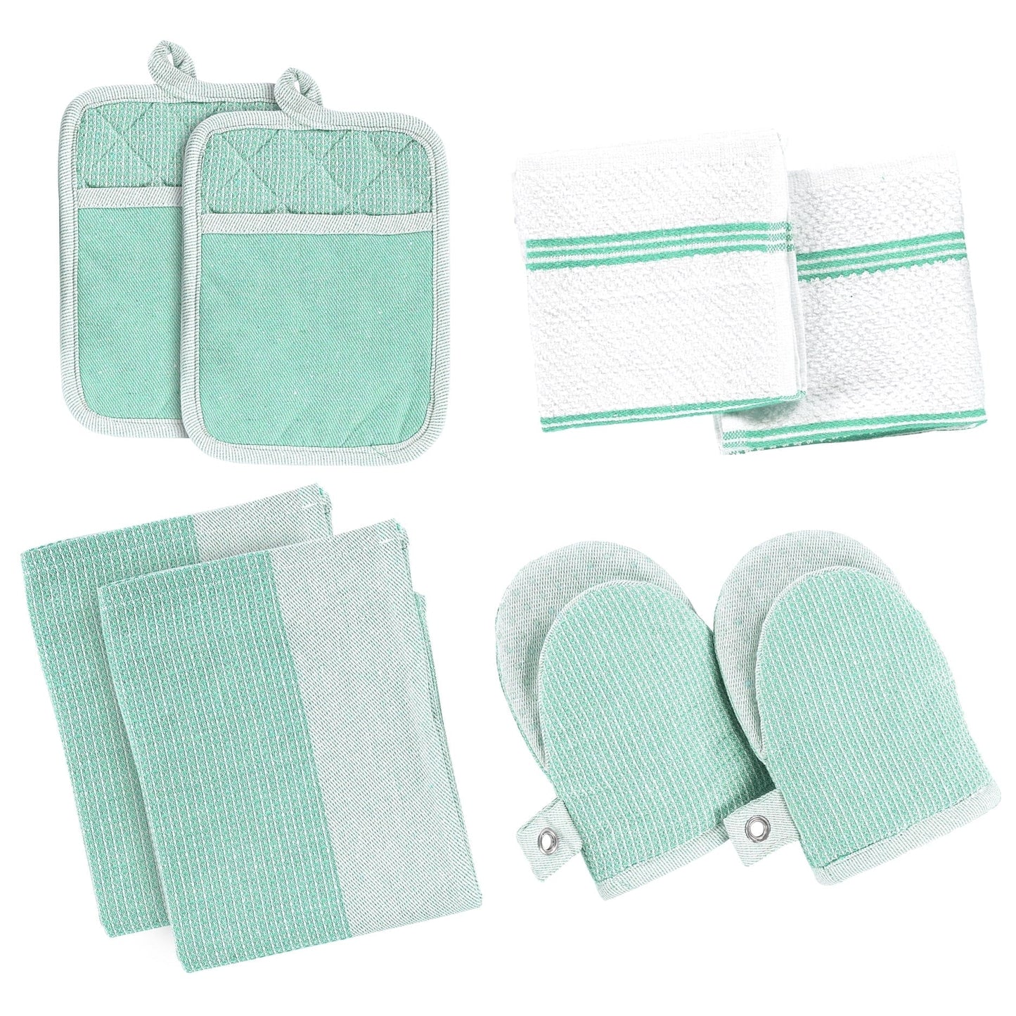 Kitchen Set - Oven Mitts, Pot Holders & Towels cp-gallery: color=Sage; size=8 Piece Set