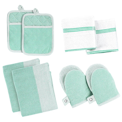 Kitchen Set - Oven Mitts, Pot Holders & Towels cp-gallery: color=Sage; size=8 Piece Set
