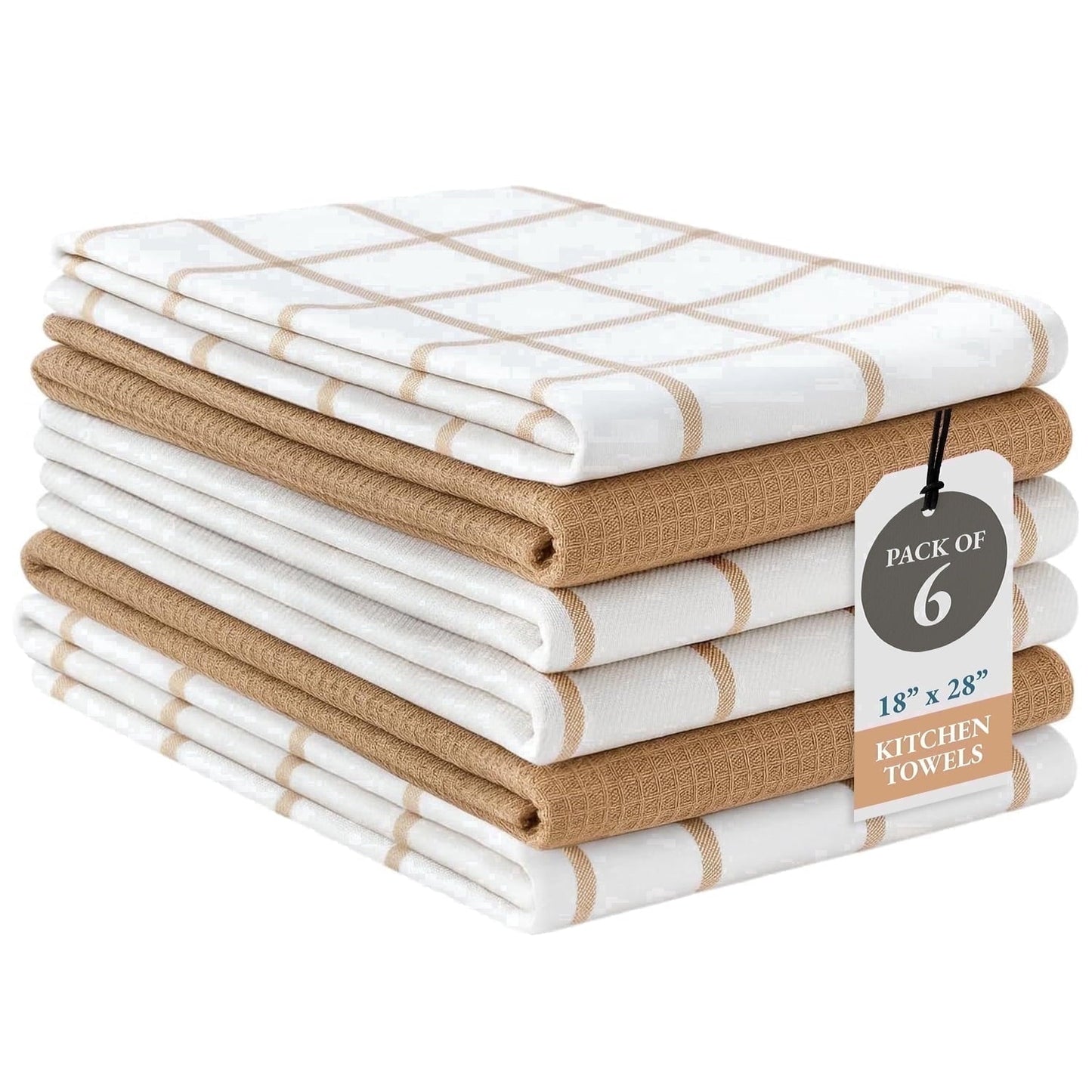 Multi-Weave Kitchen Towel Set cp-gallery: color=Beige; size=6 Piece Set