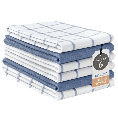 Multi-Weave Kitchen Towel Set cp-gallery: color=Indigo; size=6 Piece Set
