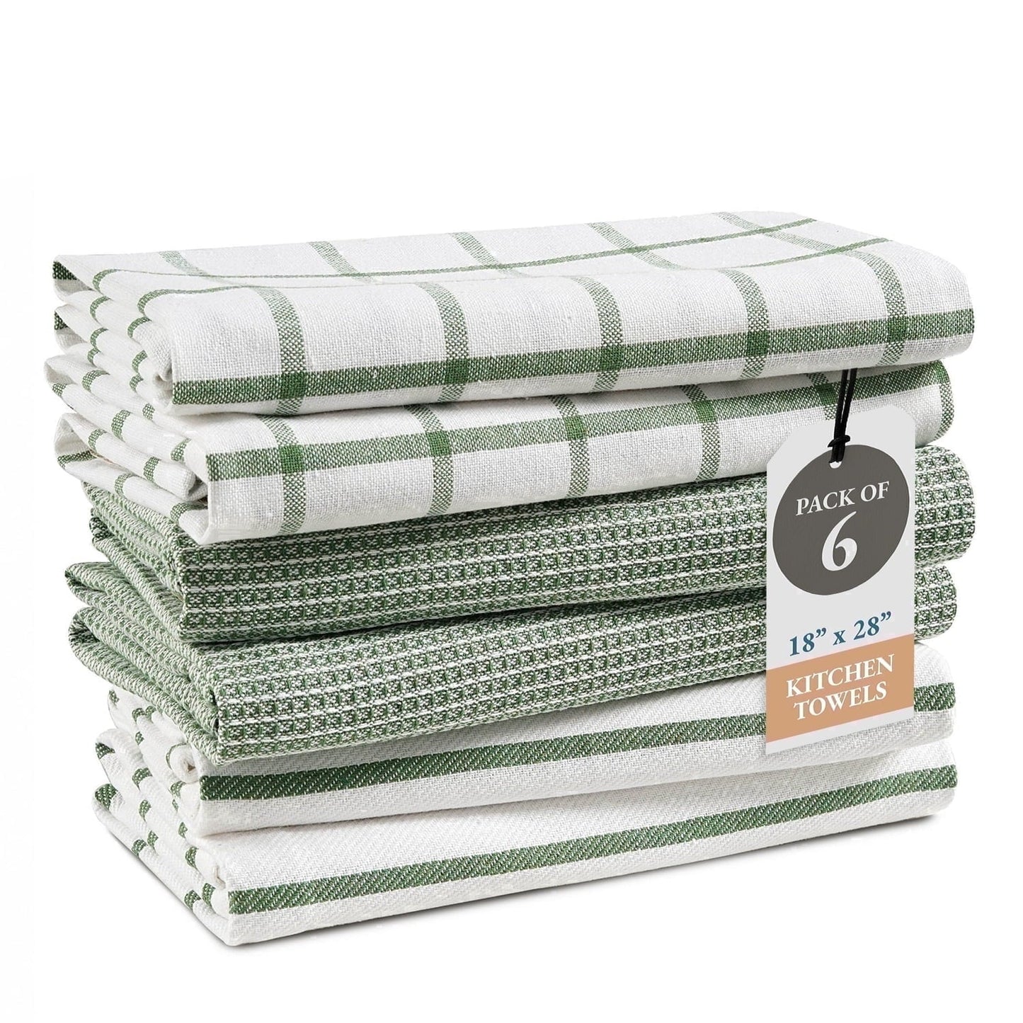 Multi-Weave Kitchen Towel Set cp-gallery: color=Olive; size=6 Piece Set