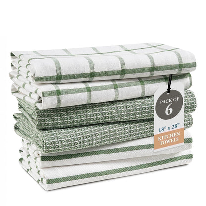 Multi-Weave Kitchen Towel Set cp-gallery: color=Olive; size=6 Piece Set