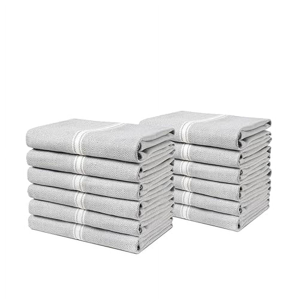 Herringbone Kitchen Towel Set cp-gallery: color=Grey Chambray; size=12 Piece Set
