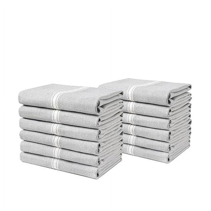 Herringbone Kitchen Towel Set cp-gallery: color=Grey Chambray; size=12 Piece Set