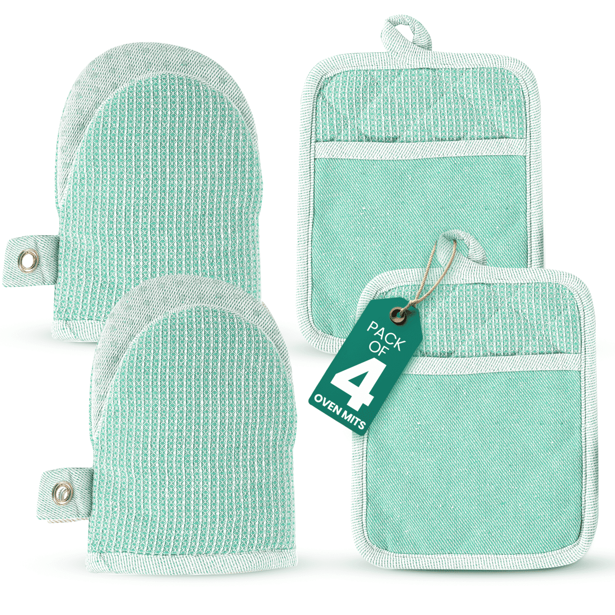 Kitchen Set - Oven Mitts, Pot Holders & Towels cp-gallery: color=Sage; size=4 Piece Set