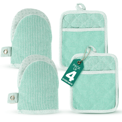 Kitchen Set - Oven Mitts, Pot Holders & Towels cp-gallery: color=Sage; size=4 Piece Set
