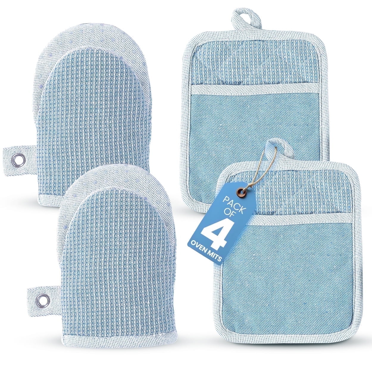 Kitchen Set - Oven Mitts, Pot Holders & Towels cp-gallery: color=Cornflower; size=4 Piece Set