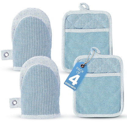 Kitchen Set - Oven Mitts, Pot Holders & Towels cp-gallery: color=Cornflower; size=4 Piece Set
