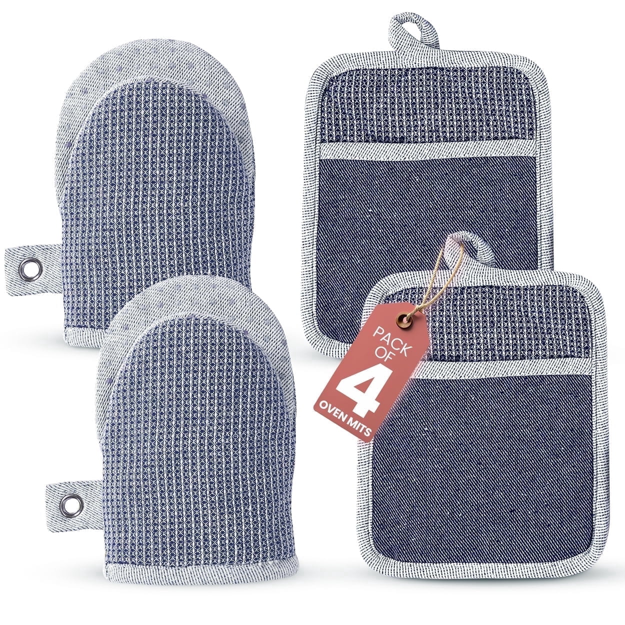 Kitchen Set - Oven Mitts, Pot Holders & Towels cp-gallery: color=Indigo; size=4 Piece Set