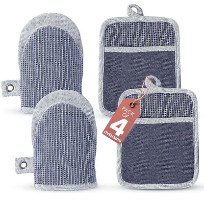 Kitchen Set - Oven Mitts, Pot Holders & Towels cp-gallery: color=Indigo; size=4 Piece Set