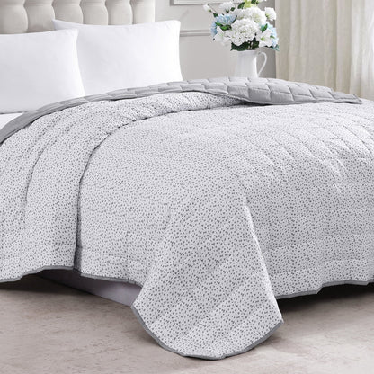 Quilted Bed Blanket cp-gallery: color=White Base Dot-silver; size=Queen