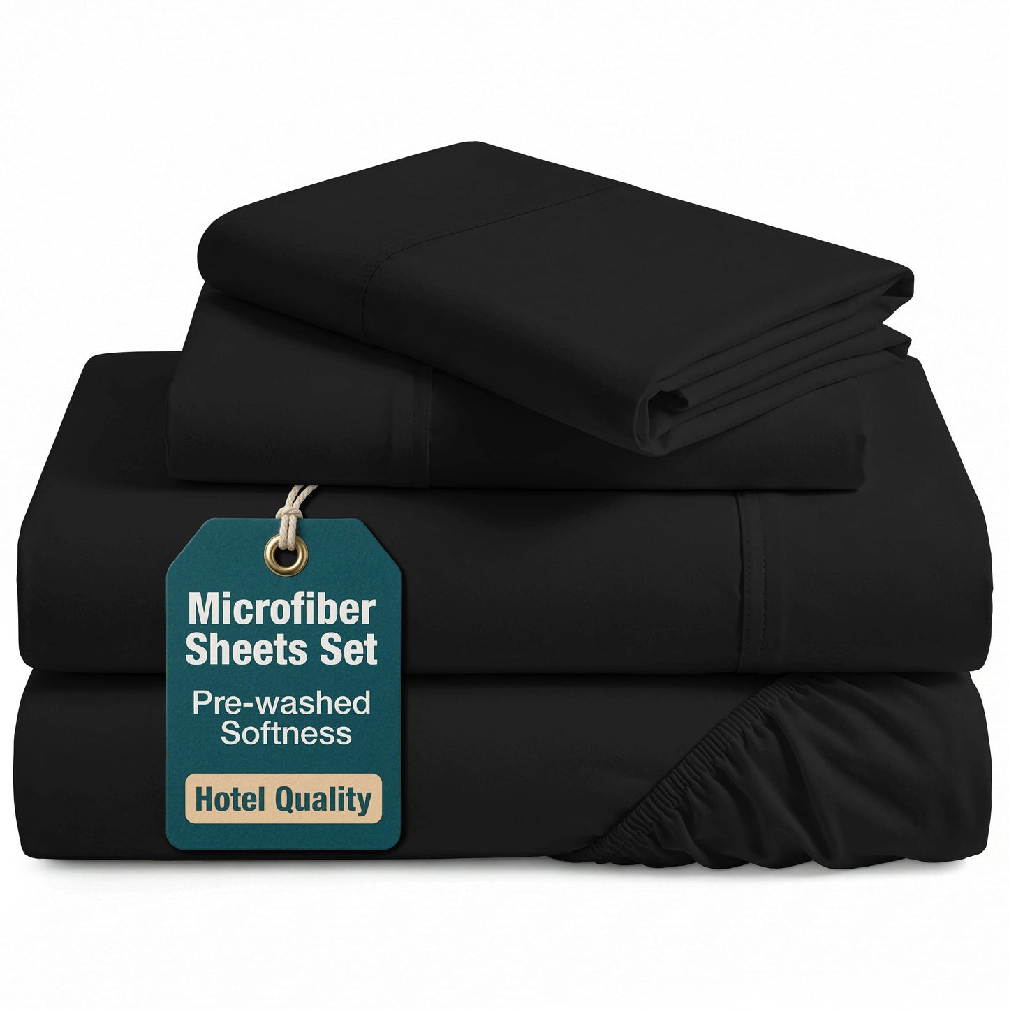 Washed Microfiber Sheet Set cp-gallery: color=Black; size=Queen