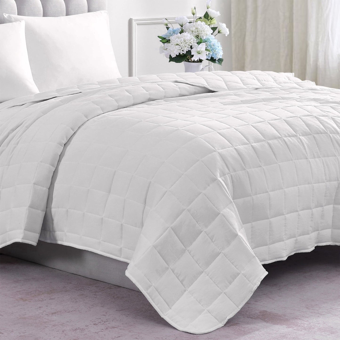 Quilted Bed Blanket cp-gallery: color=White; size=Queen