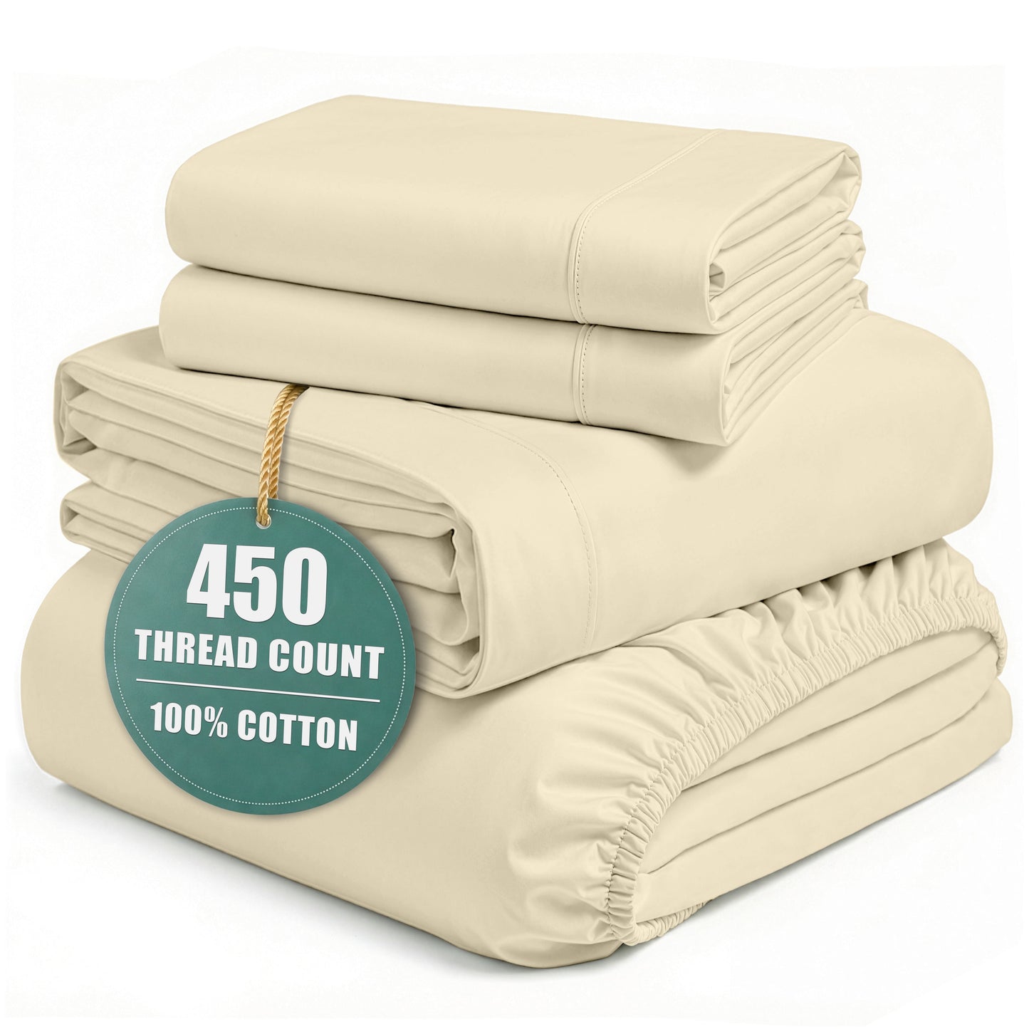450 Thread Count Cotton Sheet Set cp-gallery: color=Linen; size=Queen